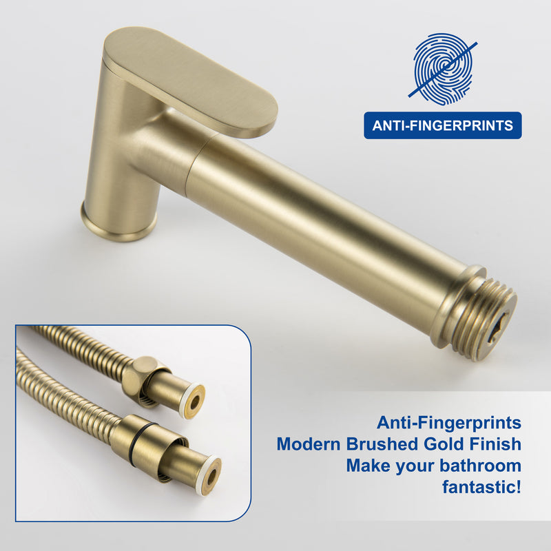 Bidet Sprayer for Toilet, Brass Handheld Sprayer Attachment with hose for Feminine Wash, Baby Diaper Cloth Washer and Shower Sprayer for Pet, Wall or Toilet Mount