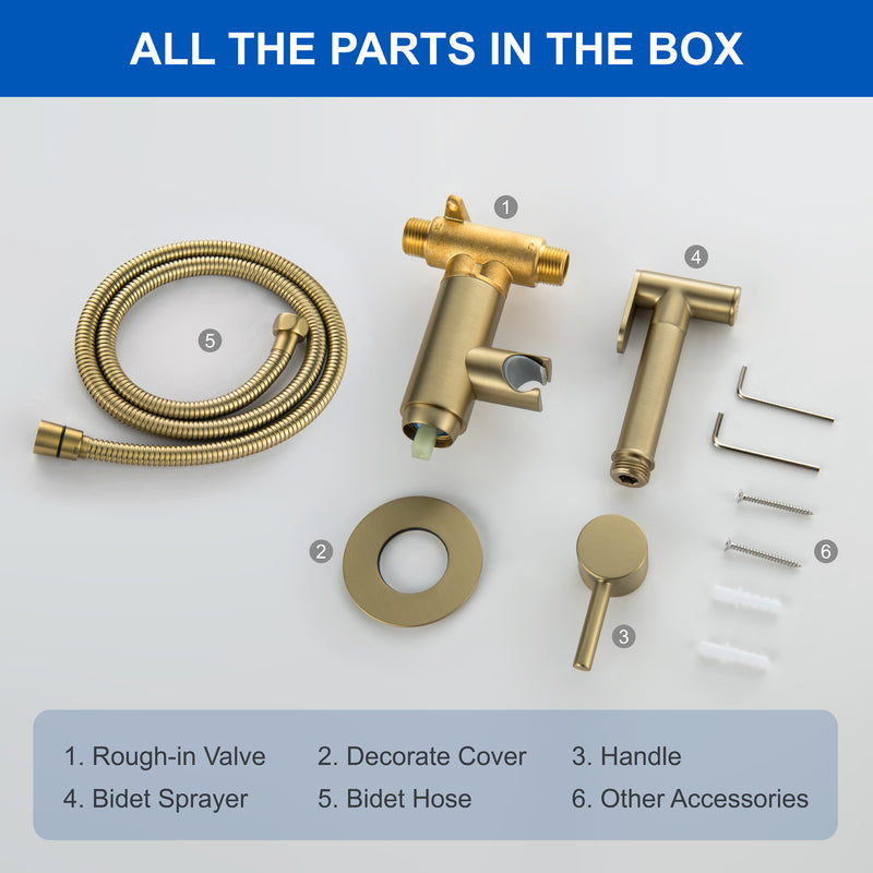 Bidet Sprayer for Toilet, Brass Handheld Sprayer Attachment with hose for Feminine Wash, Baby Diaper Cloth Washer and Shower Sprayer for Pet, Wall or Toilet Mount