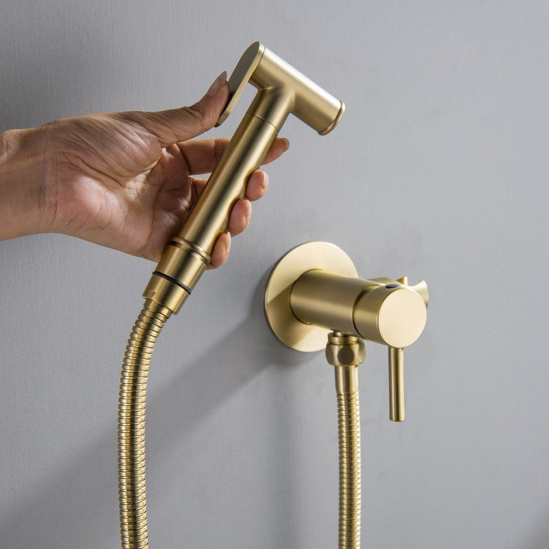 Bidet Sprayer for Toilet, Brass Handheld Sprayer Attachment with hose for Feminine Wash, Baby Diaper Cloth Washer and Shower Sprayer for Pet, Wall or Toilet Mount