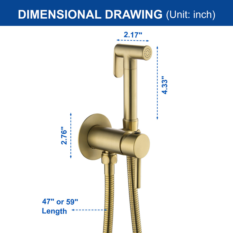 Bidet Sprayer for Toilet, Brass Handheld Sprayer Attachment with hose for Feminine Wash, Baby Diaper Cloth Washer and Shower Sprayer for Pet, Wall or Toilet Mount