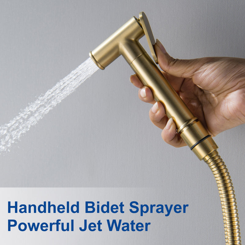 Bidet Sprayer for Toilet, Brass Handheld Sprayer Attachment with hose for Feminine Wash, Baby Diaper Cloth Washer and Shower Sprayer for Pet, Wall or Toilet Mount