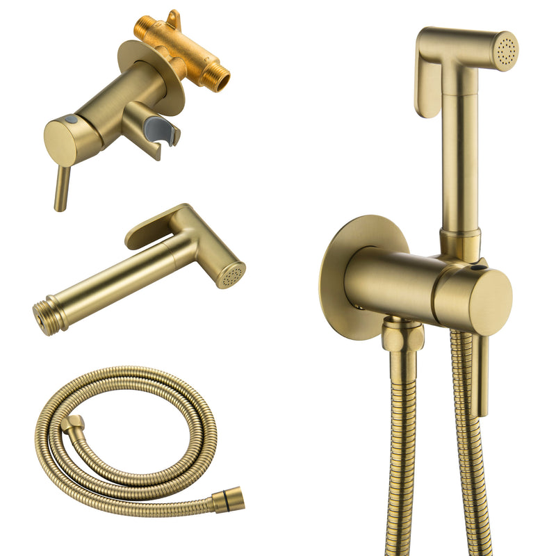 Bidet Sprayer for Toilet, Brass Handheld Sprayer Attachment with hose for Feminine Wash, Baby Diaper Cloth Washer and Shower Sprayer for Pet, Wall or Toilet Mount