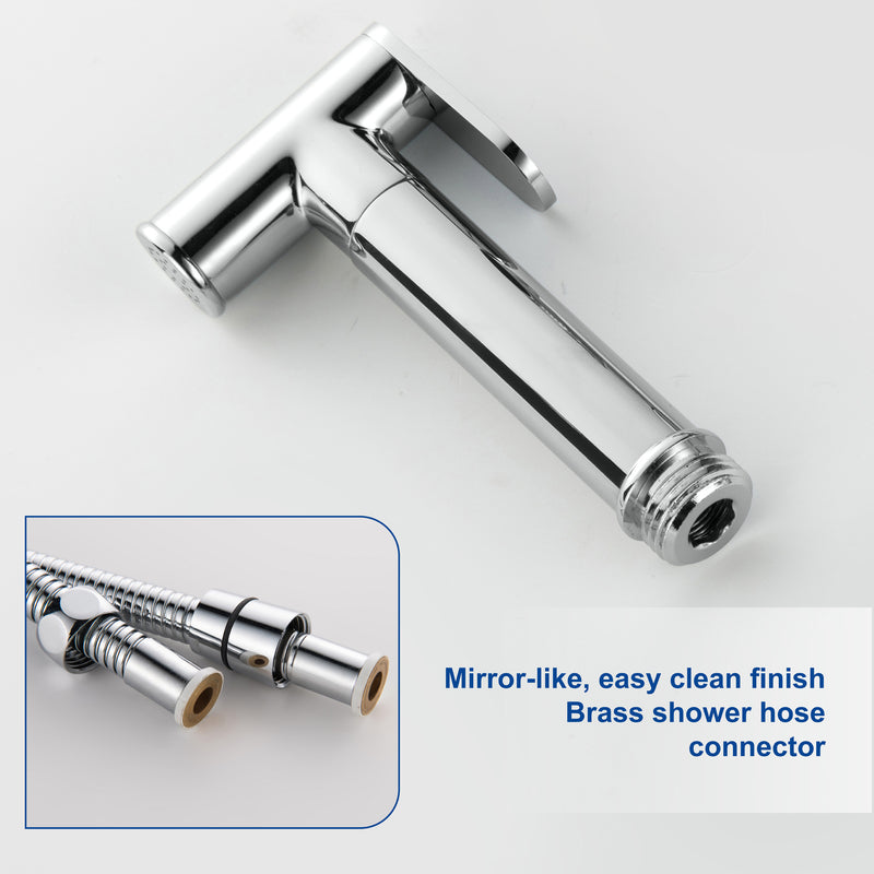 Bidet Sprayer for Toilet, Brass Handheld Sprayer Attachment with hose for Feminine Wash, Baby Diaper Cloth Washer and Shower Sprayer for Pet, Wall or Toilet Mount