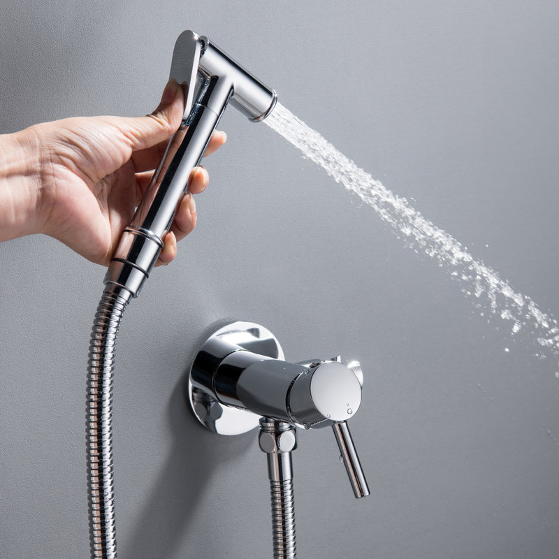 Bidet Sprayer for Toilet, Brass Handheld Sprayer Attachment with hose for Feminine Wash, Baby Diaper Cloth Washer and Shower Sprayer for Pet, Wall or Toilet Mount