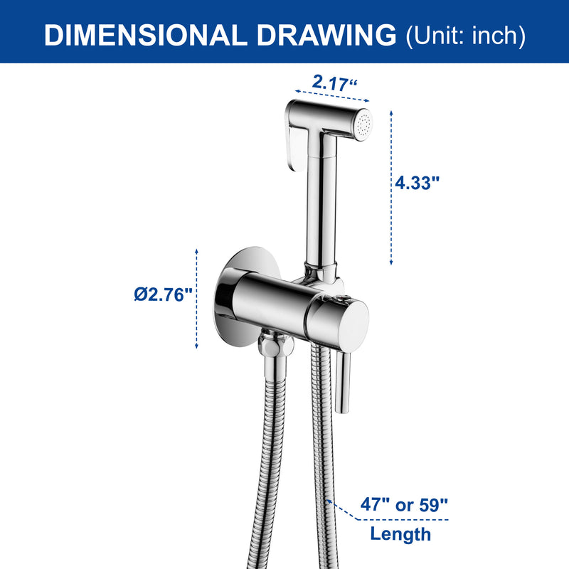Bidet Sprayer for Toilet, Brass Handheld Sprayer Attachment with hose for Feminine Wash, Baby Diaper Cloth Washer and Shower Sprayer for Pet, Wall or Toilet Mount