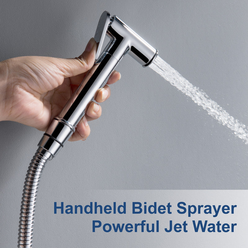 Bidet Sprayer for Toilet, Brass Handheld Sprayer Attachment with hose for Feminine Wash, Baby Diaper Cloth Washer and Shower Sprayer for Pet, Wall or Toilet Mount