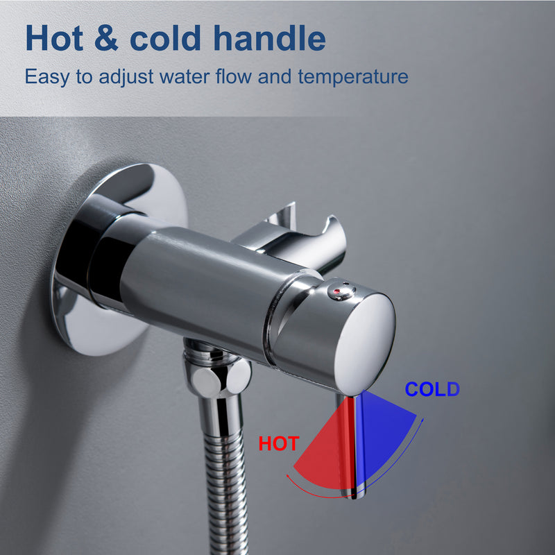 Bidet Sprayer for Toilet, Brass Handheld Sprayer Attachment with hose for Feminine Wash, Baby Diaper Cloth Washer and Shower Sprayer for Pet, Wall or Toilet Mount