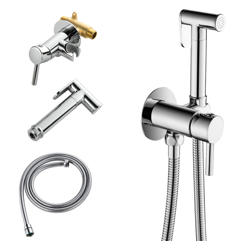 Bidet Sprayer for Toilet, Brass Handheld Sprayer Attachment with hose for Feminine Wash, Baby Diaper Cloth Washer and Shower Sprayer for Pet, Wall or Toilet Mount