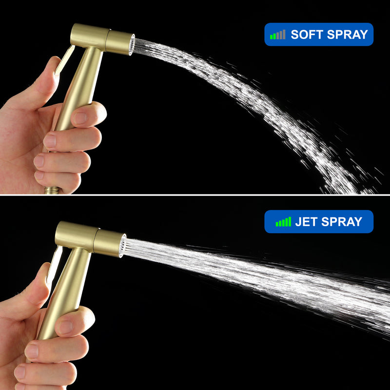 Handheld Bidet Sprayer for Toilet, Stainless Steel Baby Cloth Diaper Sprayer Kit with Cold Water-Matte Black,Brushed Gold