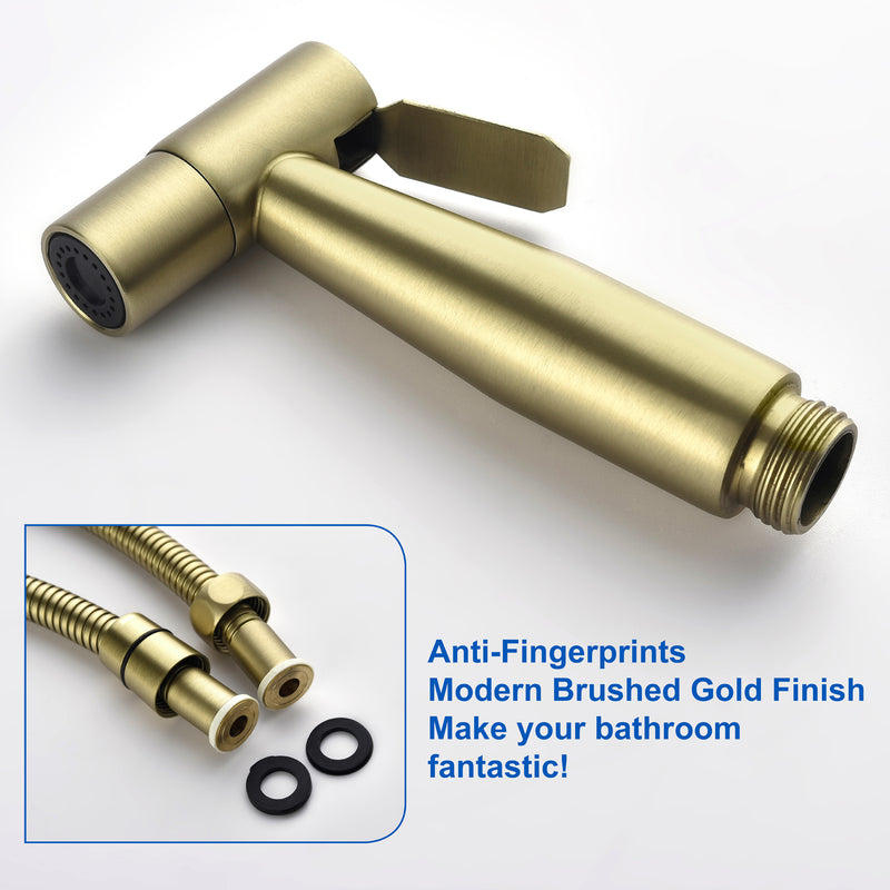 Handheld Bidet Sprayer for Toilet, Stainless Steel Baby Cloth Diaper Sprayer Kit with Cold Water-Matte Black,Brushed Gold