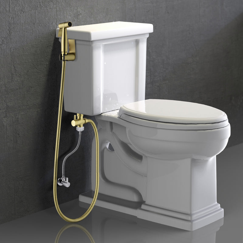 Handheld Bidet Sprayer for Toilet, Stainless Steel Baby Cloth Diaper Sprayer Kit with Cold Water-Matte Black,Brushed Gold