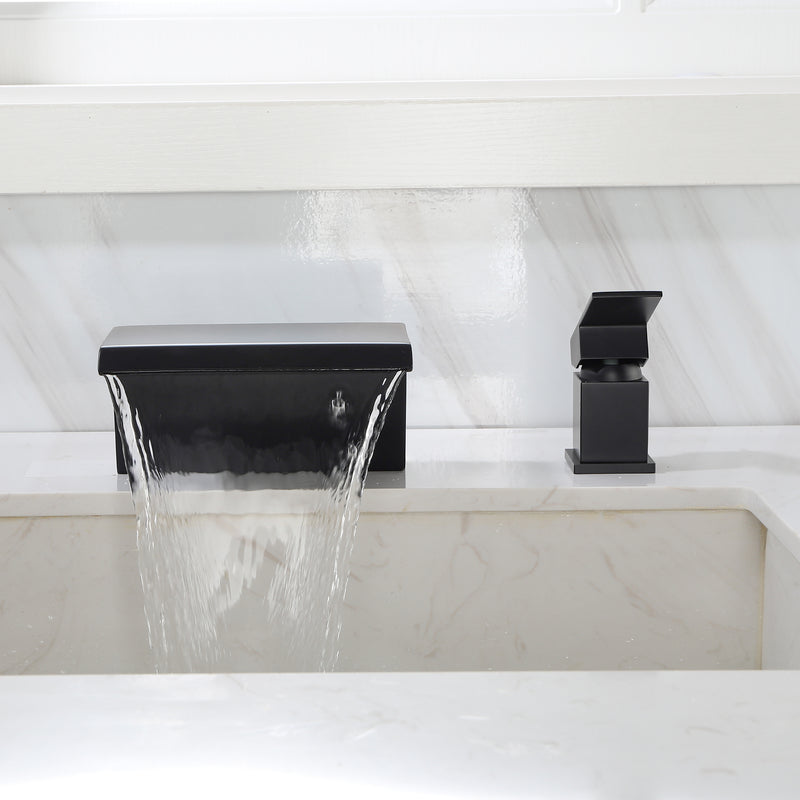 Waterfall Tub Filler Deck Mount, 2 Hole Roman Bathtub Faucet, 1-Handle Bathroom Faucet 2 Hole