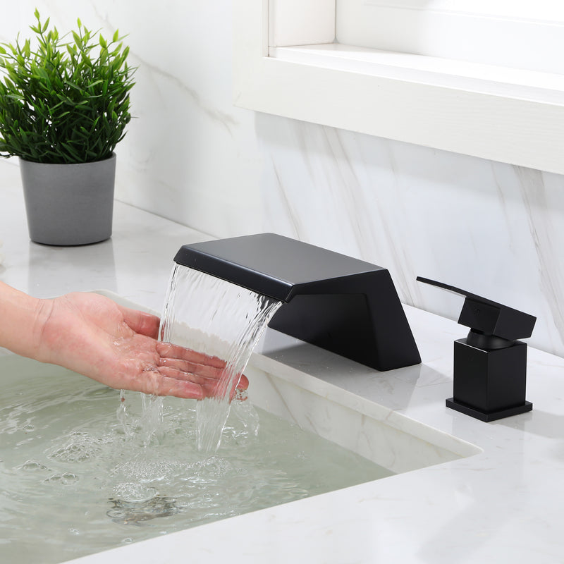 Waterfall Tub Filler Deck Mount, 2 Hole Roman Bathtub Faucet, 1-Handle Bathroom Faucet 2 Hole