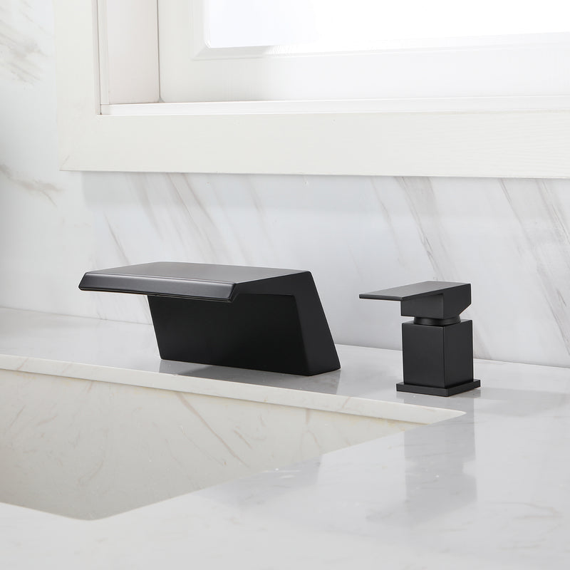 Waterfall Tub Filler Deck Mount, 2 Hole Roman Bathtub Faucet, 1-Handle Bathroom Faucet 2 Hole