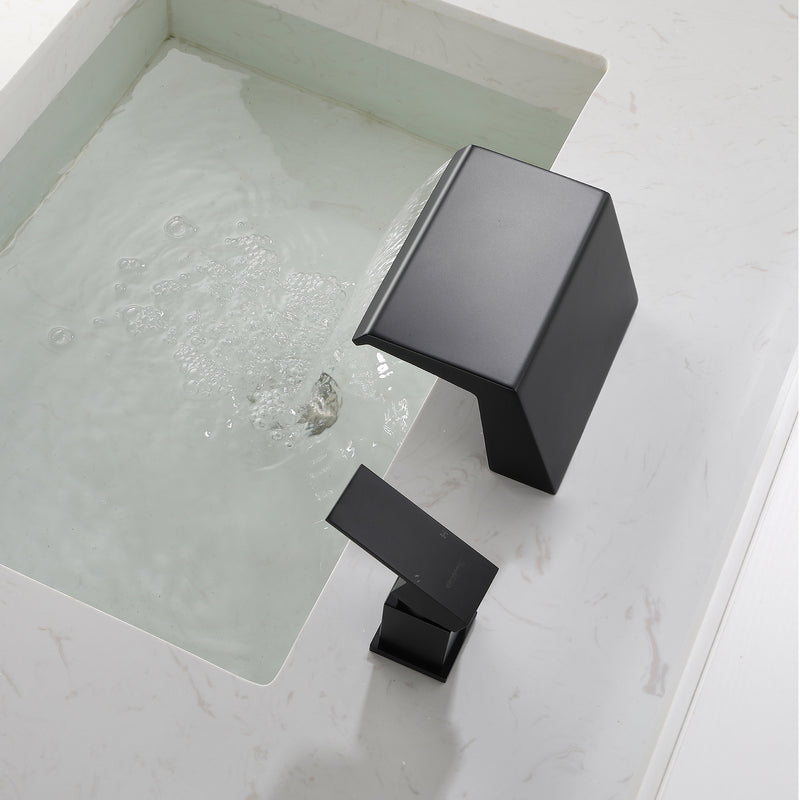Waterfall Tub Filler Deck Mount, 2 Hole Roman Bathtub Faucet, 1-Handle Bathroom Faucet 2 Hole