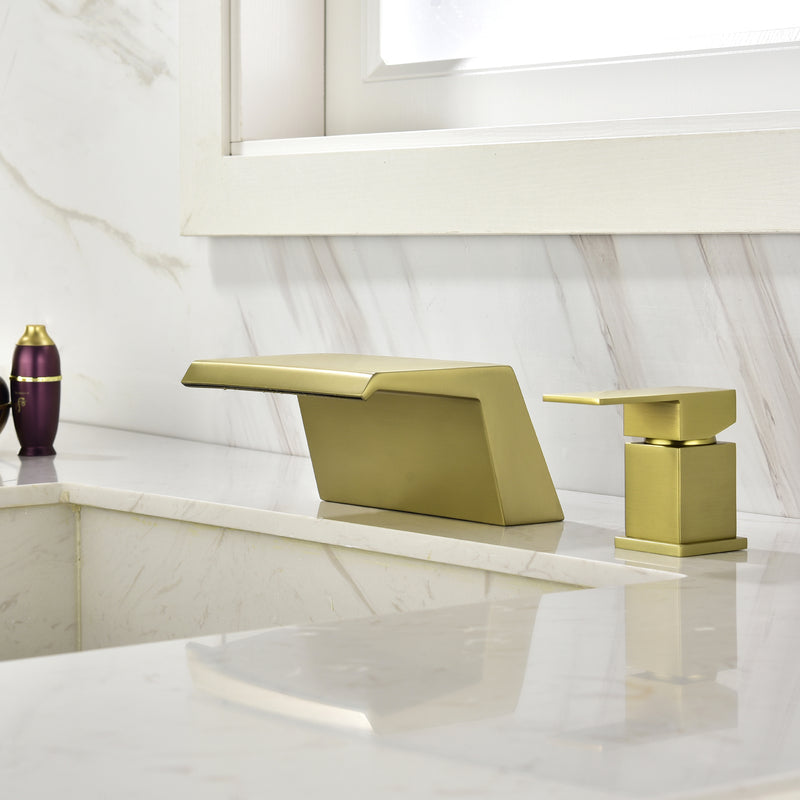 Waterfall Tub Filler Deck Mount, 2 Hole Roman Bathtub Faucet, 1-Handle Bathroom Faucet 2 Hole
