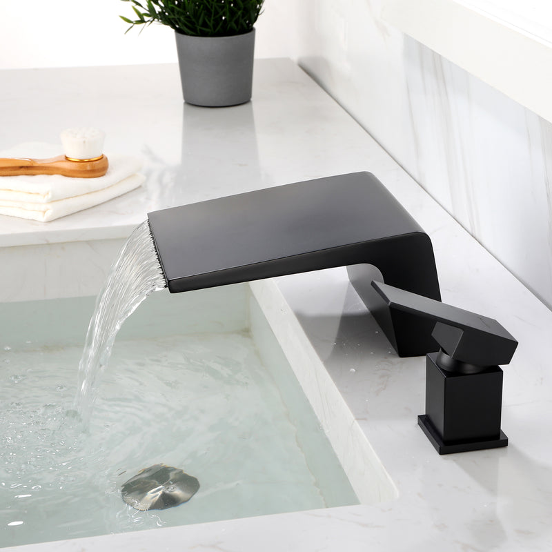 Waterfall Tub Filler Deck Mount, 2 Hole Roman Bathtub Faucet