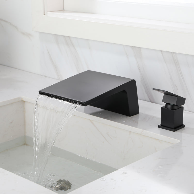 Waterfall Tub Filler Deck Mount, 2 Hole Roman Bathtub Faucet