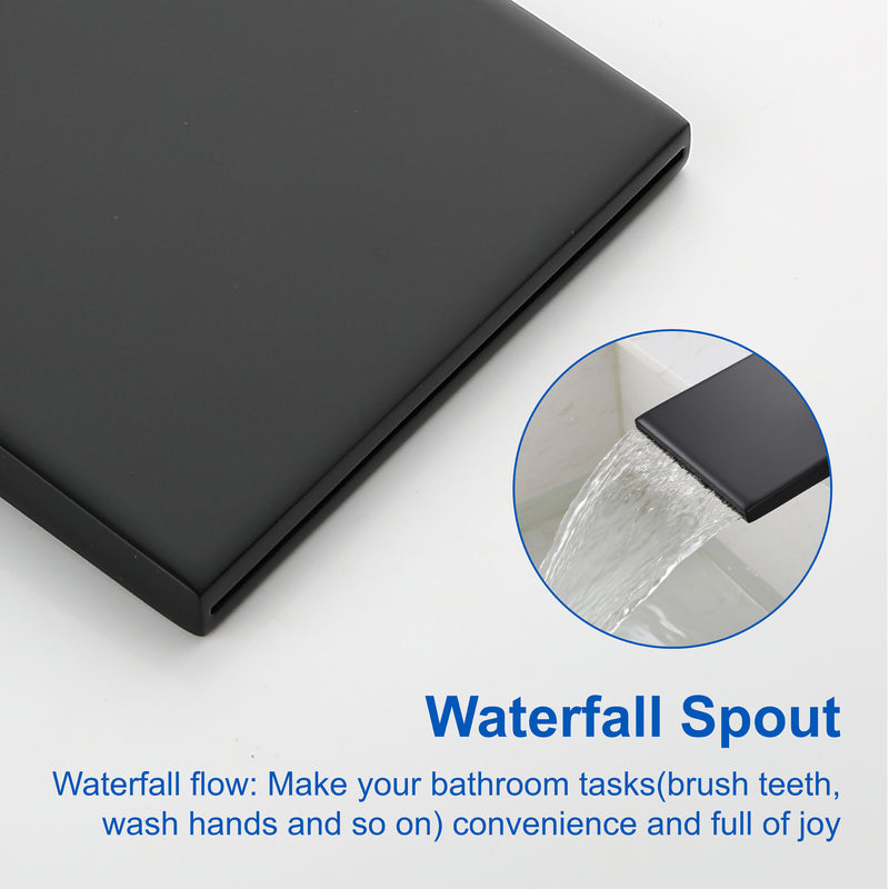 Deck Mounted Two Holes Single-Handle Waterfall Bathroom Sink Faucet 1.2GPM