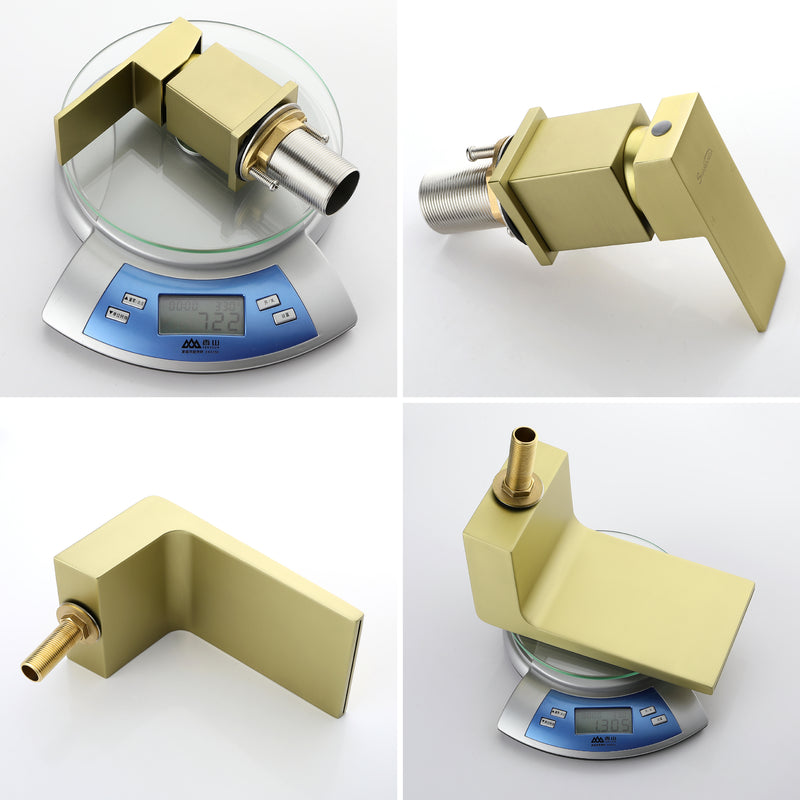 Deck Mounted Two Holes Single-Handle Waterfall Bathroom Sink Faucet 1.2GPM