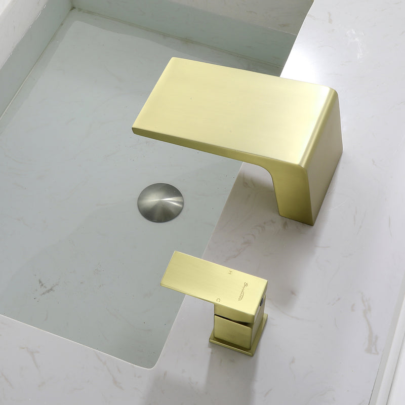 Deck Mounted Two Holes Single-Handle Waterfall Bathroom Sink Faucet 1.2GPM
