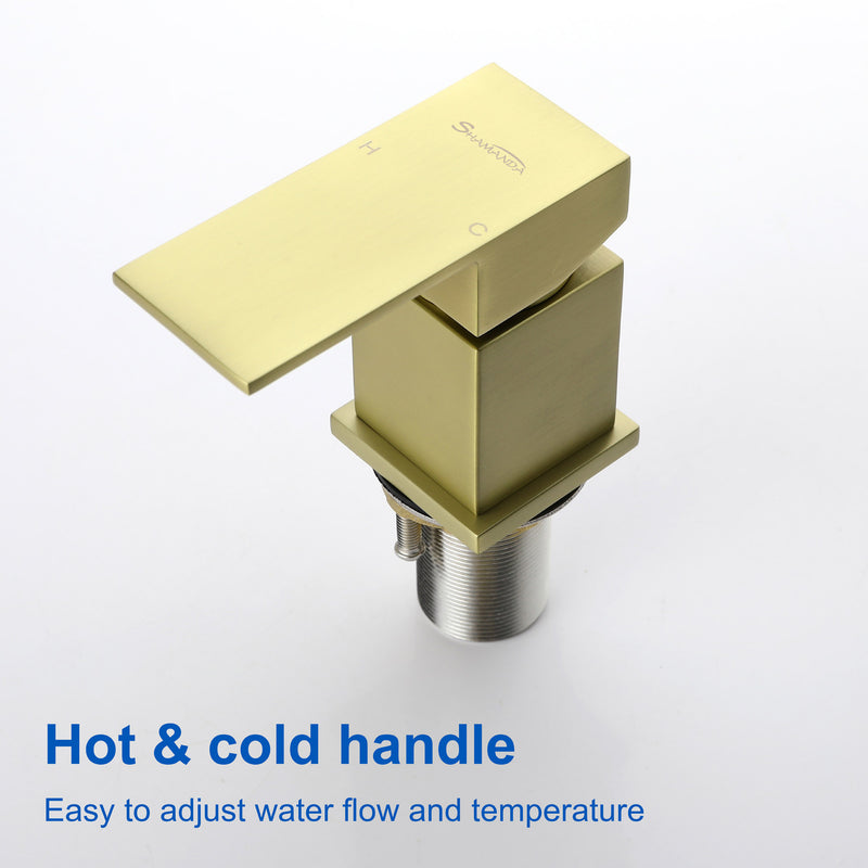 Waterfall Roman Tub Faucet with Sprayer Solid Brass Single Handle 4-Piece Deck Mounted Tub Filler