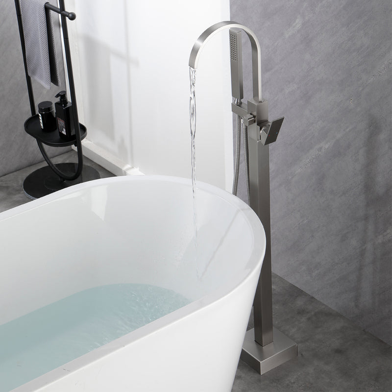 Single Handle Floor Mounted Free Standing Bathtub Faucet Tub Filler Faucet with Handshower