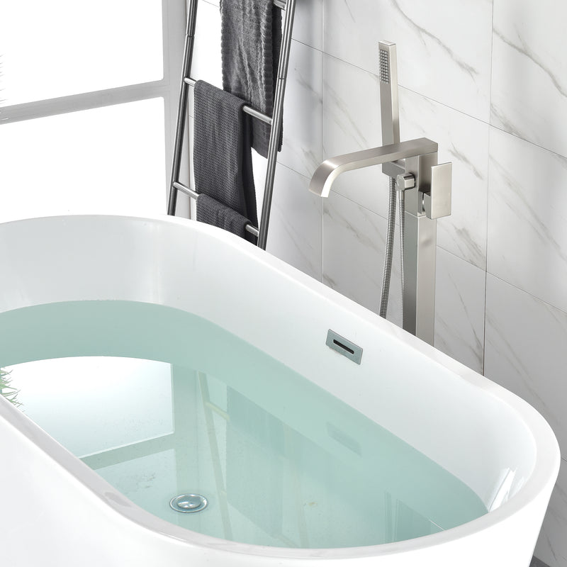 Brass Freestanding Bathtub Faucet with Hand Shower - Matte Black, Brushed Nickel, Brushed Gold