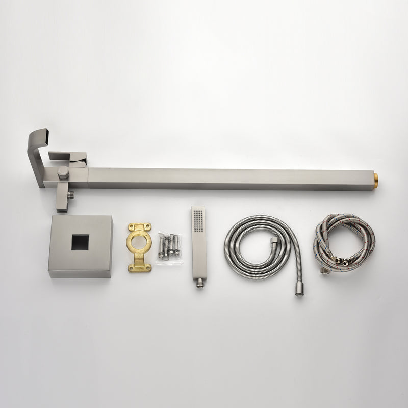 Brass Freestanding Bathtub Faucet with Hand Shower - Matte Black, Brushed Nickel, Brushed Gold
