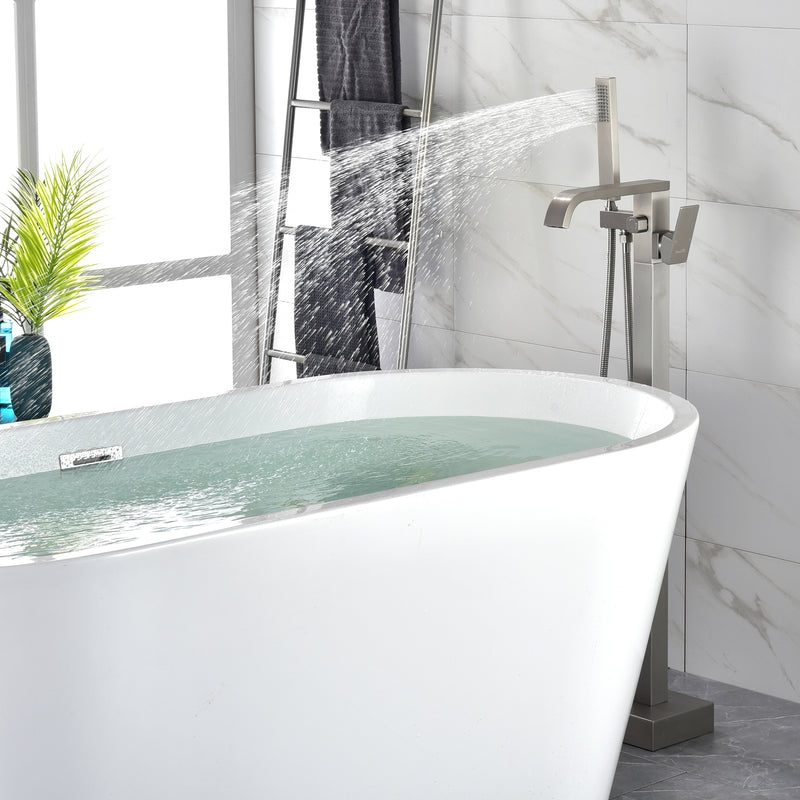 Brass Freestanding Bathtub Faucet with Hand Shower - Matte Black, Brushed Nickel, Brushed Gold