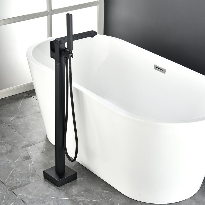 Luxury Freestanding Bathtub Faucet Single Handle Waterfall Tub Filler with Handheld Shower
