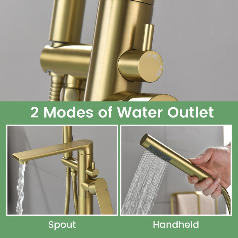 Freestanding Bathtub Faucet Tub Filler Black Floor Mount Brass Single Handle Bathroom Faucets with Hand Shower