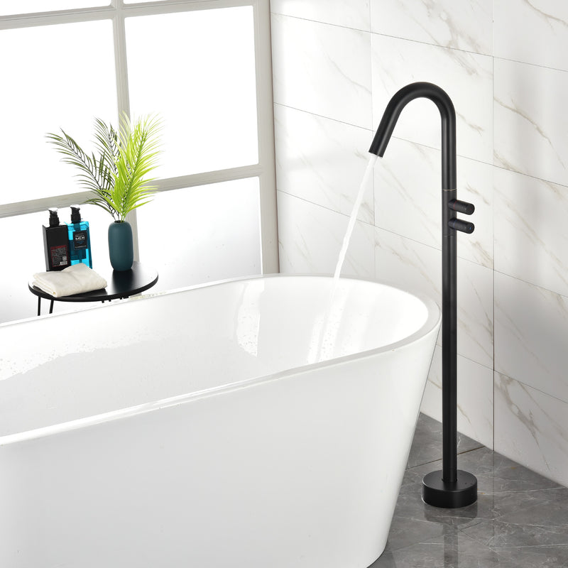 CUPC Freestanding Tub Filler Bathtub Faucet 360-Degree Rotating Floor Mounted Faucets in matte black, brushed nickel, brushed gold, brushed gun grey
