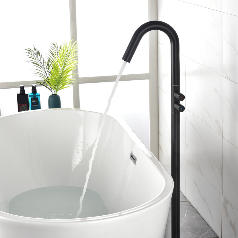 CUPC Freestanding Tub Filler Bathtub Faucet 360-Degree Rotating Floor Mounted Faucets in matte black, brushed nickel, brushed gold, brushed gun grey