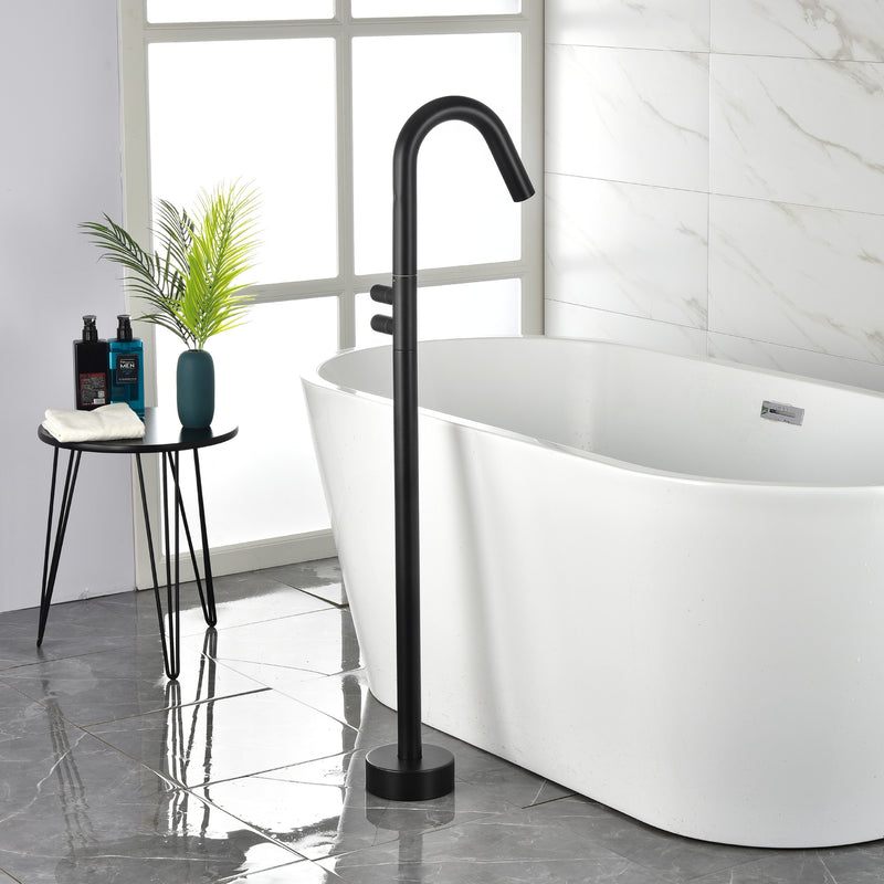 CUPC Freestanding Tub Filler Bathtub Faucet 360-Degree Rotating Floor Mounted Faucets in matte black, brushed nickel, brushed gold, brushed gun grey
