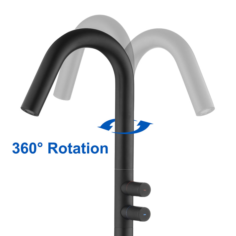 CUPC Freestanding Tub Filler Bathtub Faucet 360-Degree Rotating Floor Mounted Faucets in matte black, brushed nickel, brushed gold, brushed gun grey