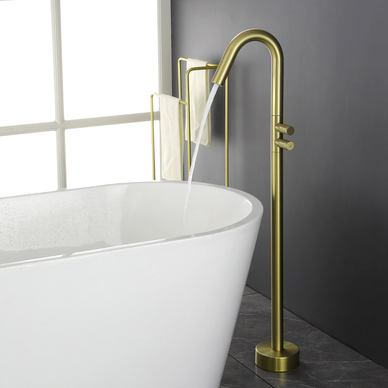 CUPC Freestanding Tub Filler Bathtub Faucet 360-Degree Rotating Floor Mounted Faucets in matte black, brushed nickel, brushed gold, brushed gun grey
