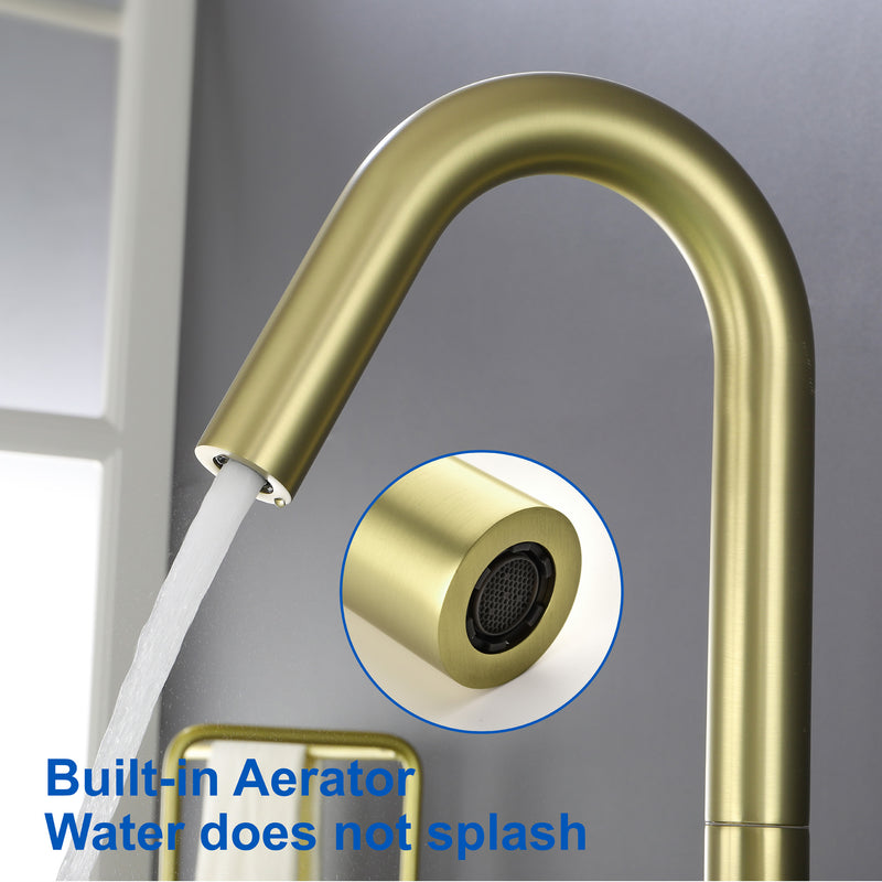 CUPC Freestanding Tub Filler Bathtub Faucet 360-Degree Rotating Floor Mounted Faucets in matte black, brushed nickel, brushed gold, brushed gun grey