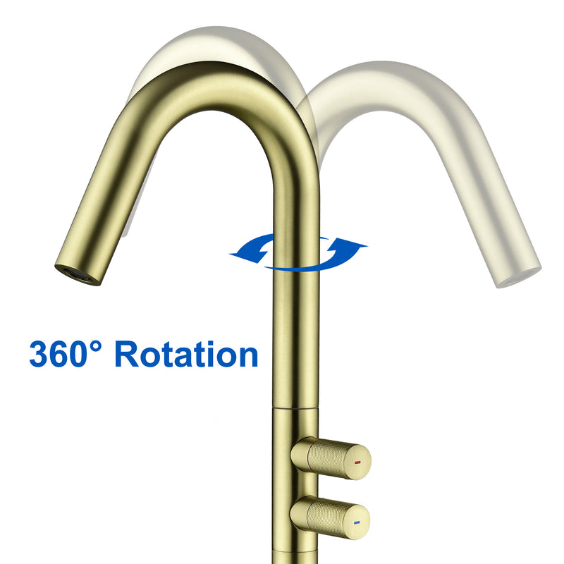 CUPC Freestanding Tub Filler Bathtub Faucet 360-Degree Rotating Floor Mounted Faucets in matte black, brushed nickel, brushed gold, brushed gun grey