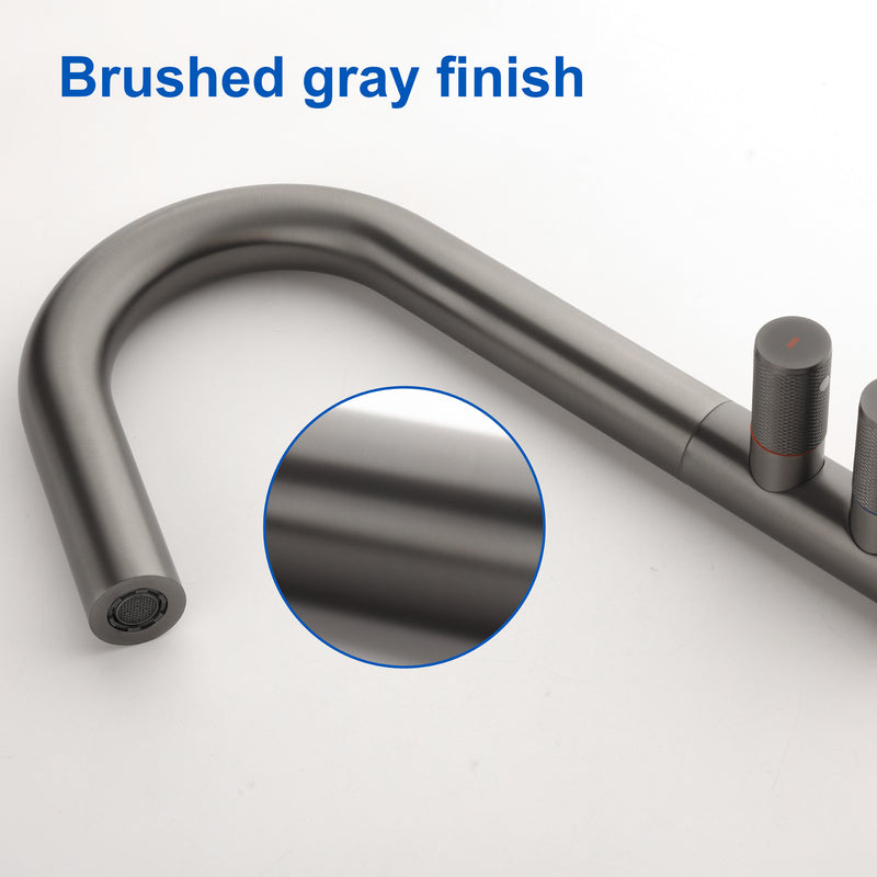 CUPC Freestanding Tub Filler Bathtub Faucet 360-Degree Rotating Floor Mounted Faucets in matte black, brushed nickel, brushed gold, brushed gun grey