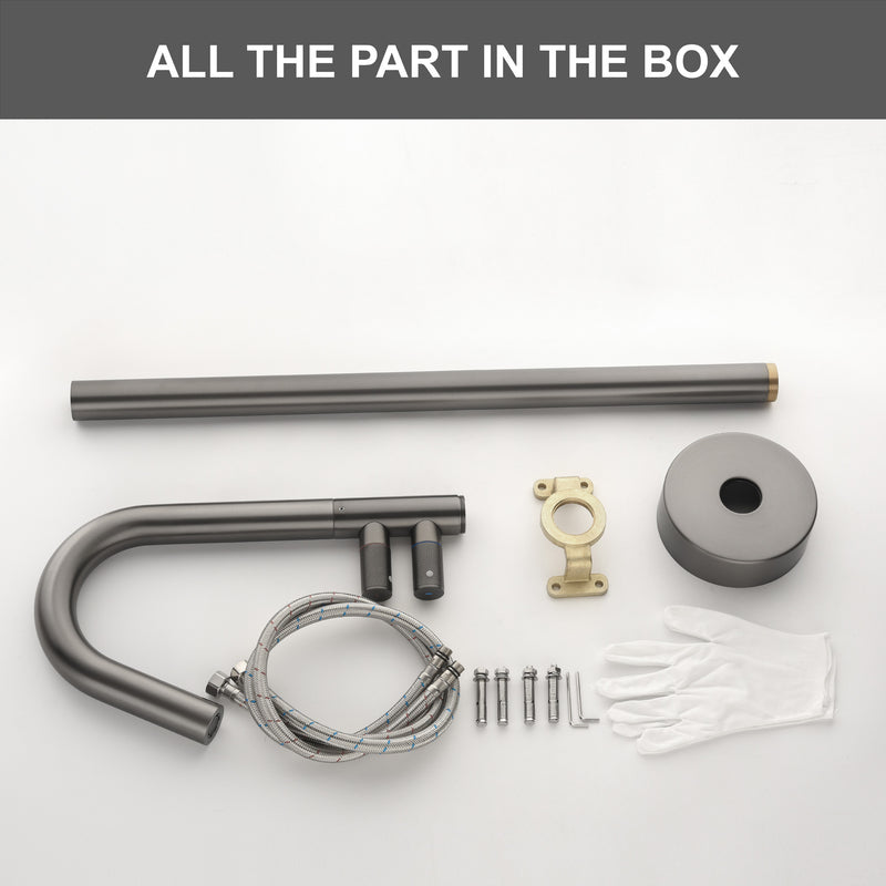 CUPC Freestanding Tub Filler Bathtub Faucet 360-Degree Rotating Floor Mounted Faucets in matte black, brushed nickel, brushed gold, brushed gun grey