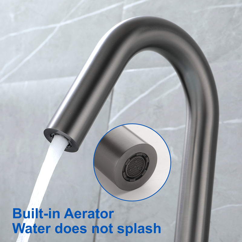 CUPC Freestanding Tub Filler Bathtub Faucet 360-Degree Rotating Floor Mounted Faucets in matte black, brushed nickel, brushed gold, brushed gun grey