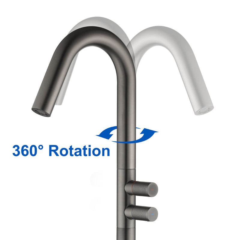 CUPC Freestanding Tub Filler Bathtub Faucet 360-Degree Rotating Floor Mounted Faucets in matte black, brushed nickel, brushed gold, brushed gun grey