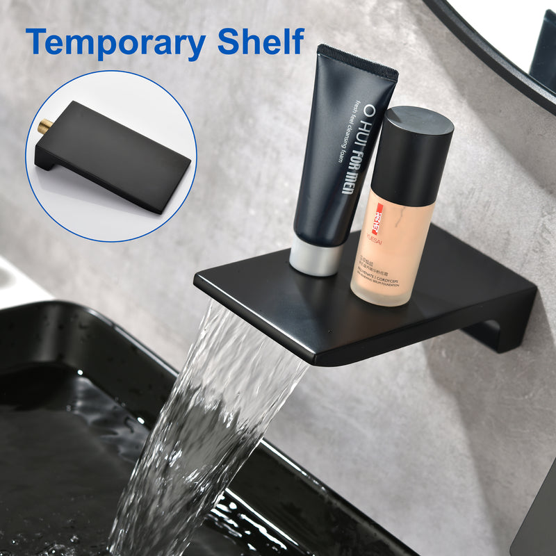 SHAMANDA Wall Mounted Bathroom Sink Faucet with Single Handle Lavatory Faucet Solid Brass Basin Mixer Tap