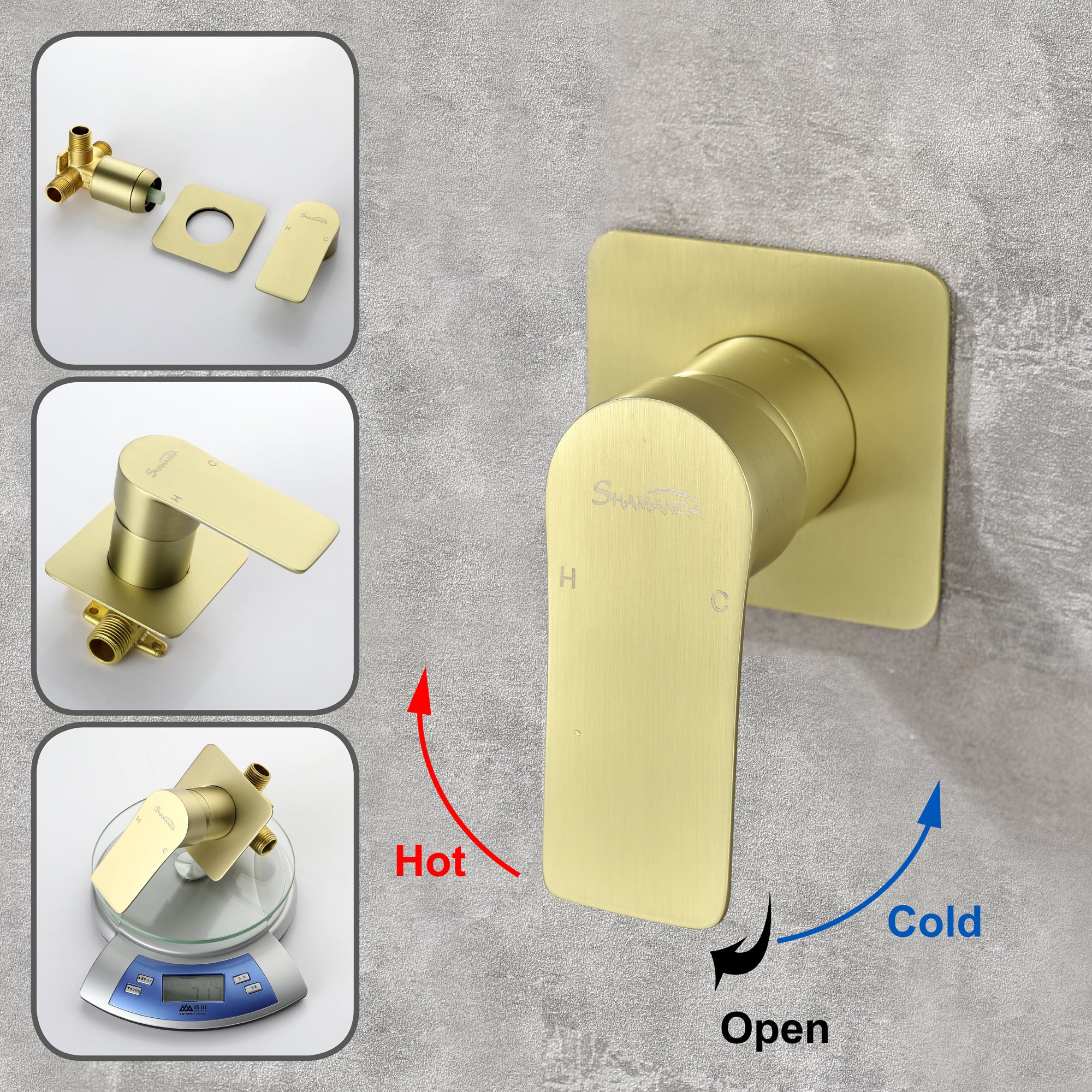 Shower Mixer Tap Bathroom Faucet Wall Mounted Single Lever Brass
