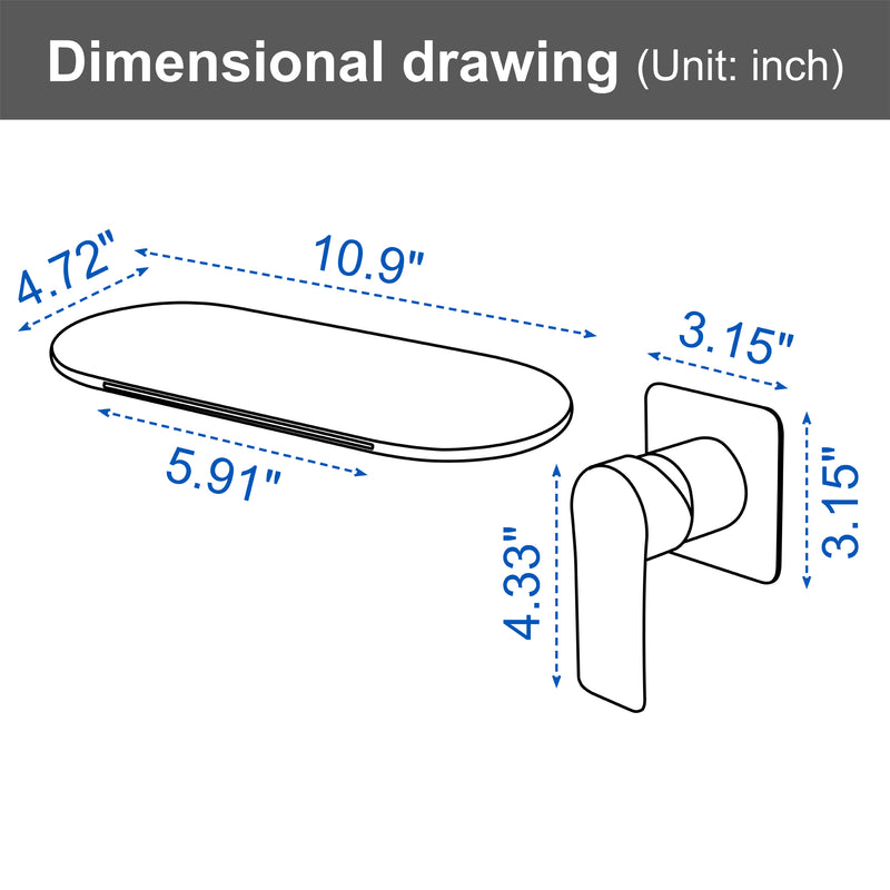 Waterfall Bathroom Sink Faucet 1- Handle Wall Mount Lavatory Faucet Mixer Tap Solid Brass