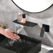 Waterfall faucet for bathtubs and washbasins ‎One Handle Hot Cold Water Mixer 2 Holes Wall Mount Vanity Faucet