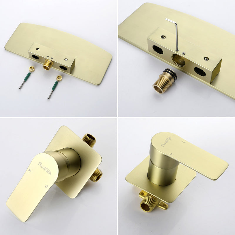 Waterfall faucet for bathtubs and washbasins ‎One Handle Hot Cold Water Mixer 2 Holes Wall Mount Vanity Faucet