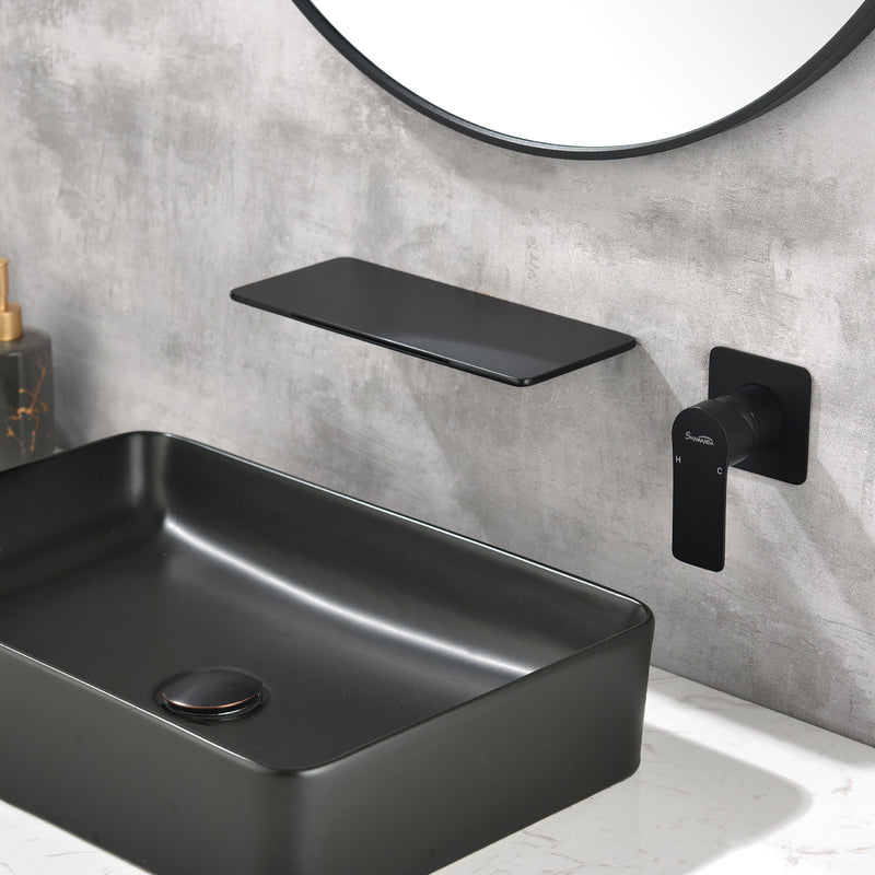 Waterfall Bathroom Faucet， Mounted Bathroom Sink Faucet for Bathroom Rough-in Valve Body and Trim Included