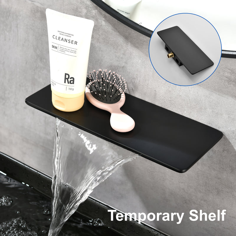 Waterfall Bathroom Faucet， Mounted Bathroom Sink Faucet for Bathroom Rough-in Valve Body and Trim Included